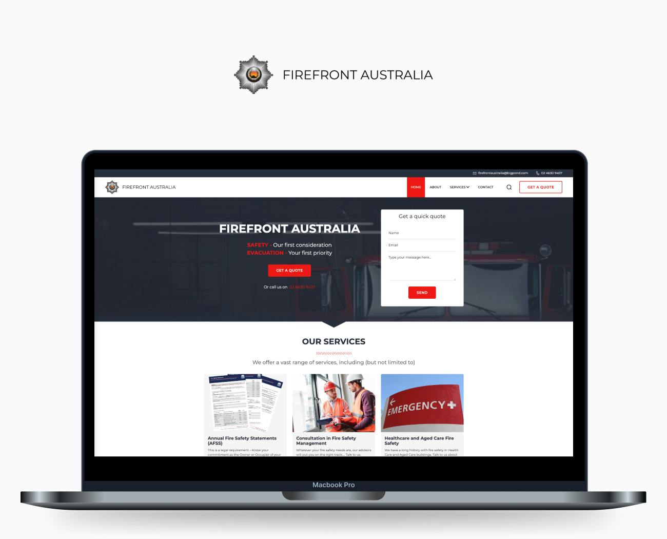 FireFront Australia - Custom Designed and Built WordPress Website
